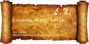 Lendvay Nikétás névjegykártya